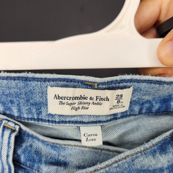 Abercrombie & Fitch Size 8 / 29 / XL Blue Jeans Super Skinny Ankle High Rise - Picture 5 of 6